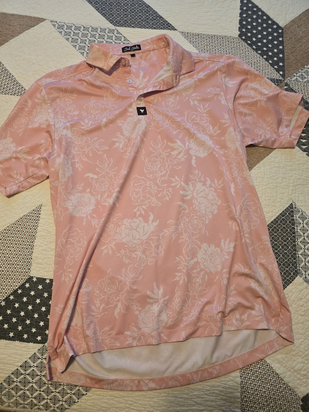 Bad Birdie Pink Floral Polo